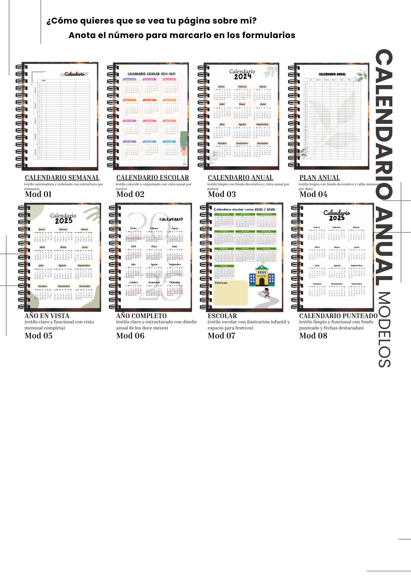 Crea tu propia agenda 4 Calendario anual