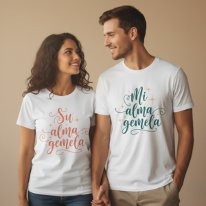 pack 2 camisetas para parejas con frase personalizada