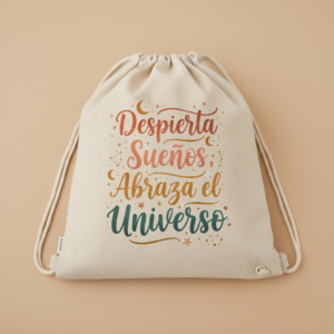Mochila saco algodón con frase motivadora