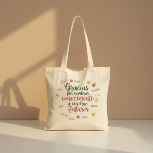 Vista general de la tote bag para profesores