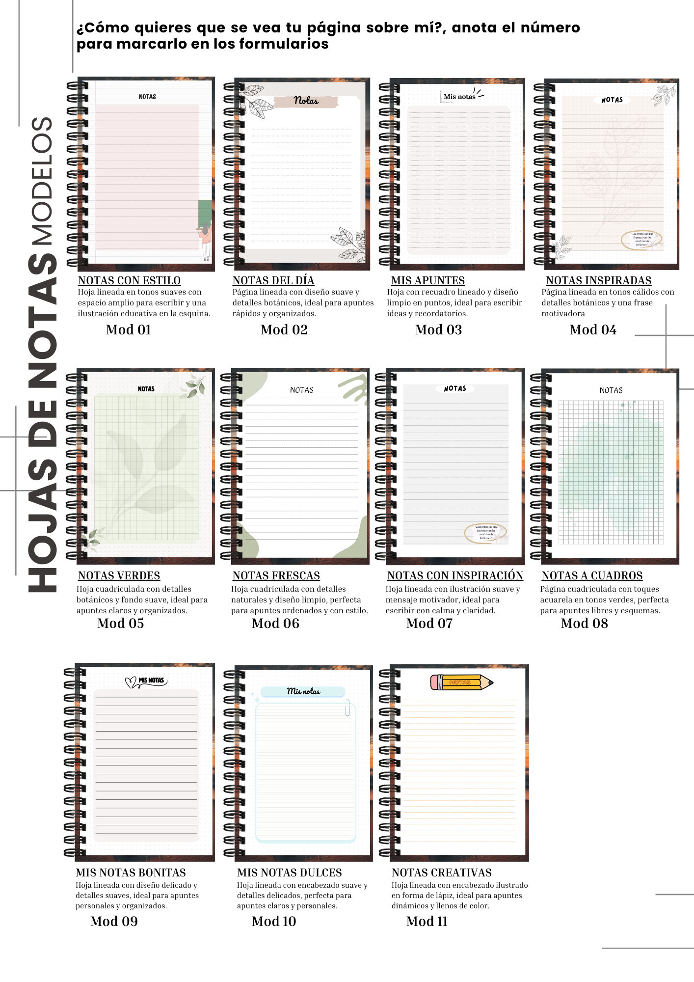 Crea tu propia agenda 6 hojas de notas