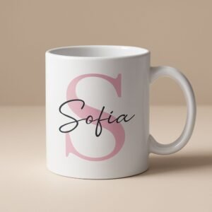 Taza personalizada con nombre e inicial